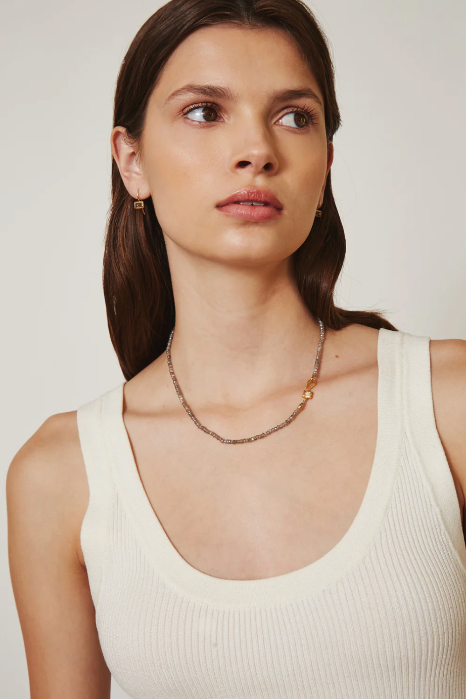 Bezel Wrapped Bead Necklace