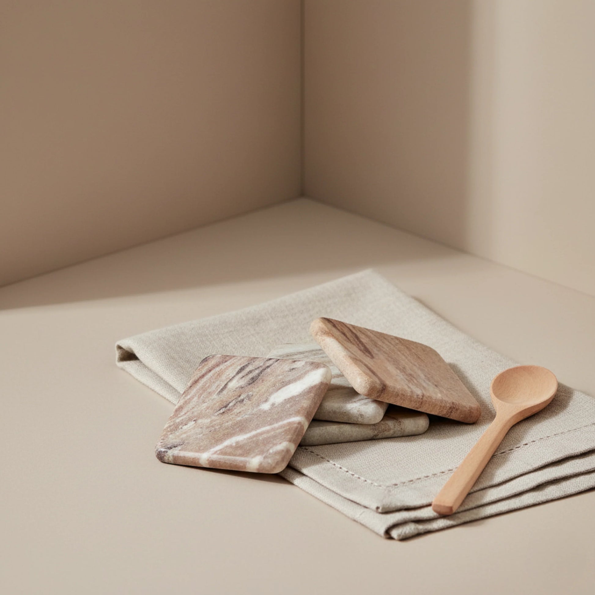 Waterfall Marble Square Coasters - Set of 4