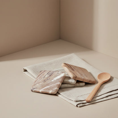 Waterfall Marble Square Coasters - Set of 4