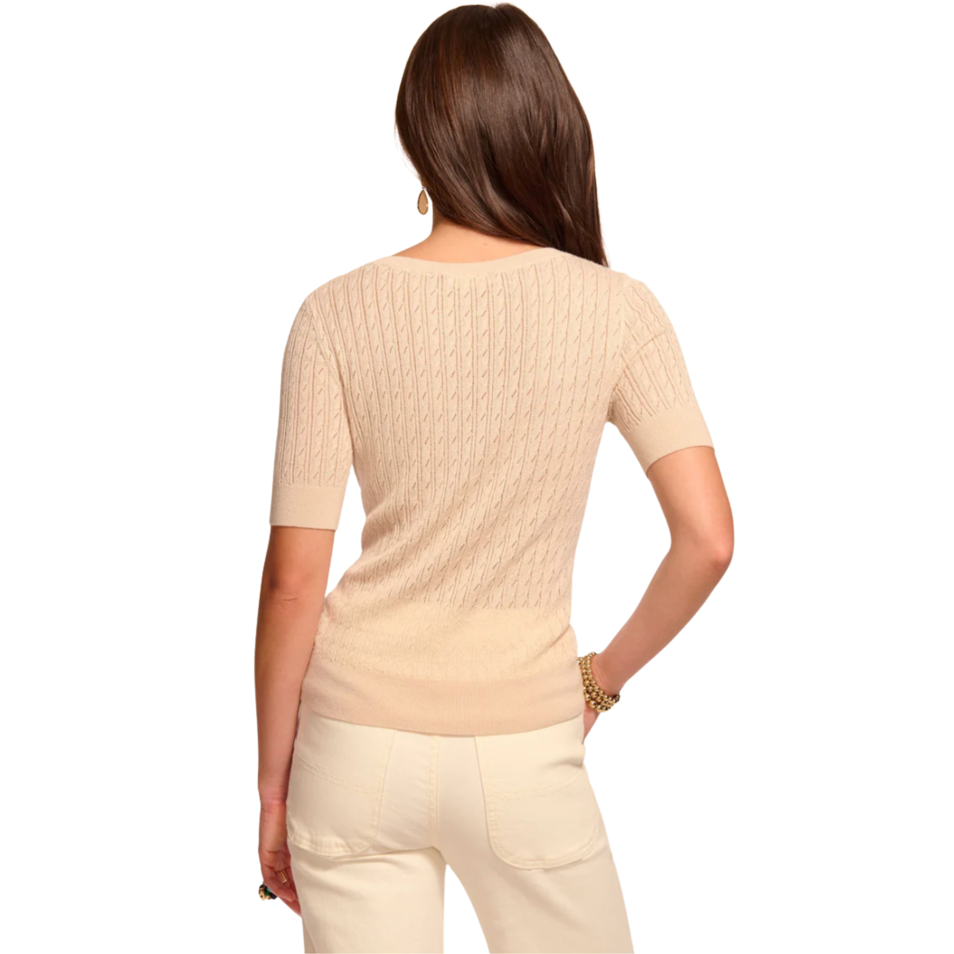 Elliot Pointelle Cashmere Top - Sandstone