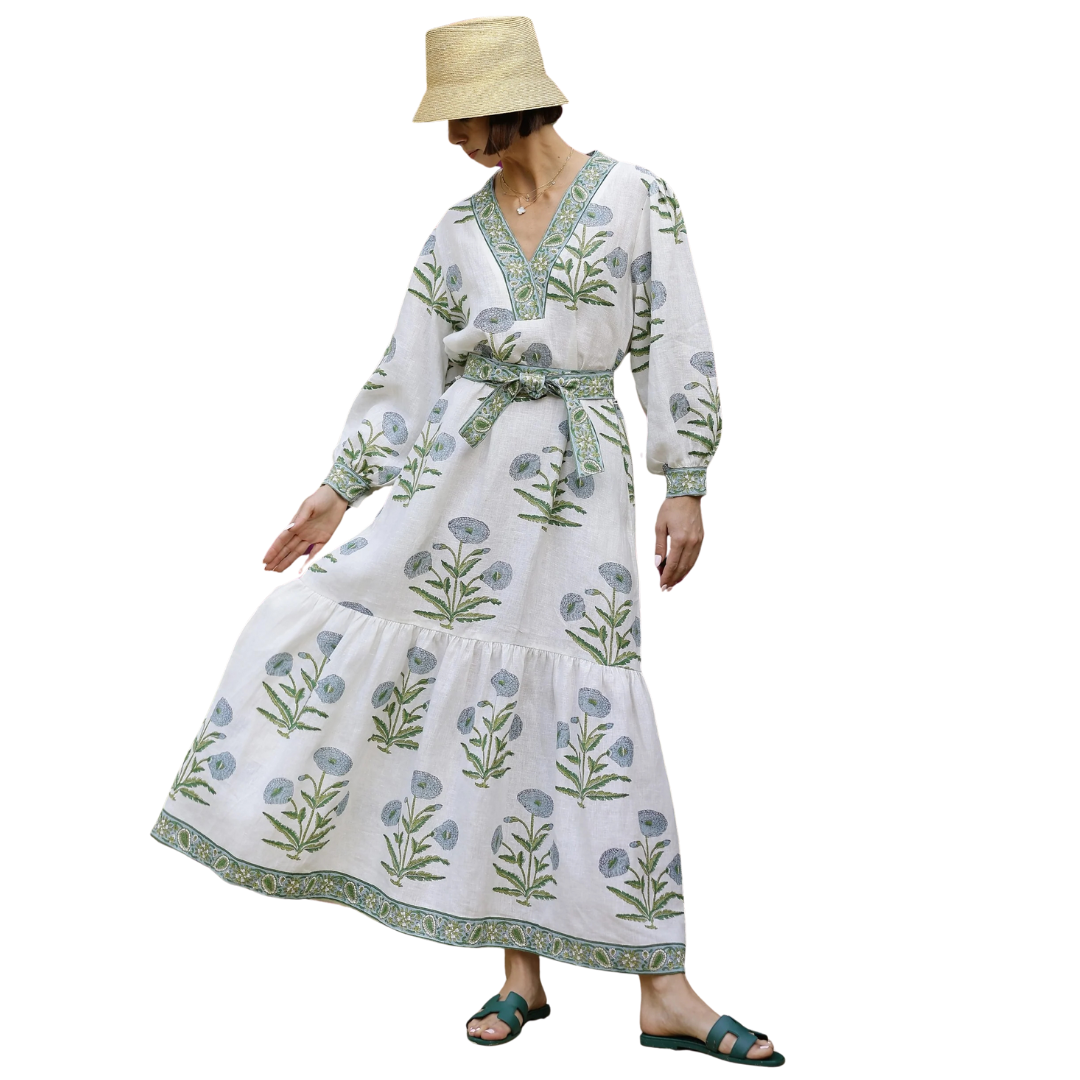 Capri Maxi Dress - Blue Flower