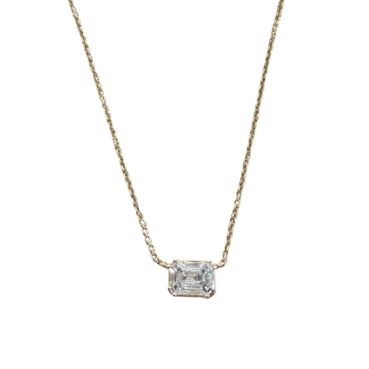 Asscher Cut Prong Set Diamond Necklace