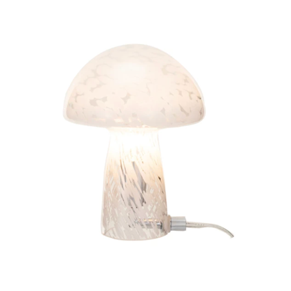 Blown Confetti Glass Mushroom Shaped Table Lamp - White