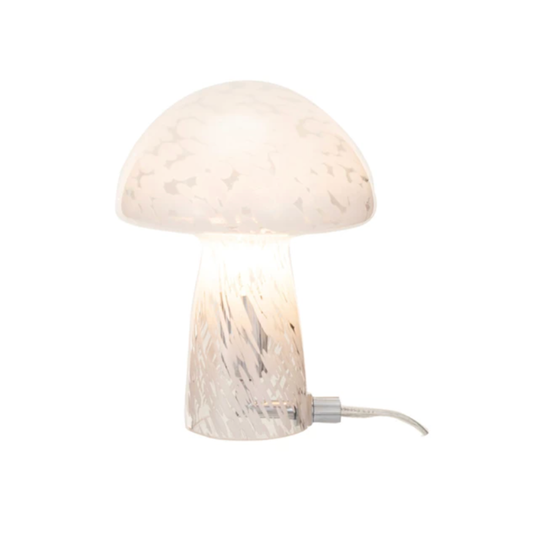 Blown Confetti Glass Mushroom Shaped Table Lamp - White