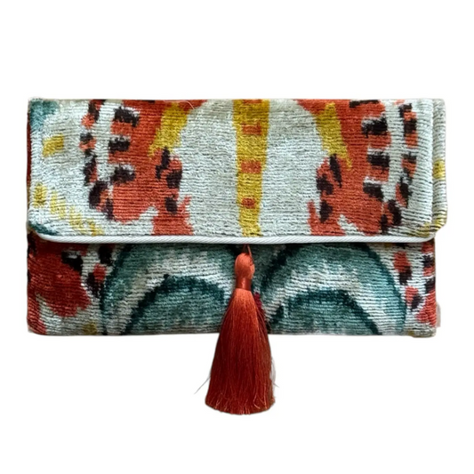 Silk Velvet Ikat Clutch