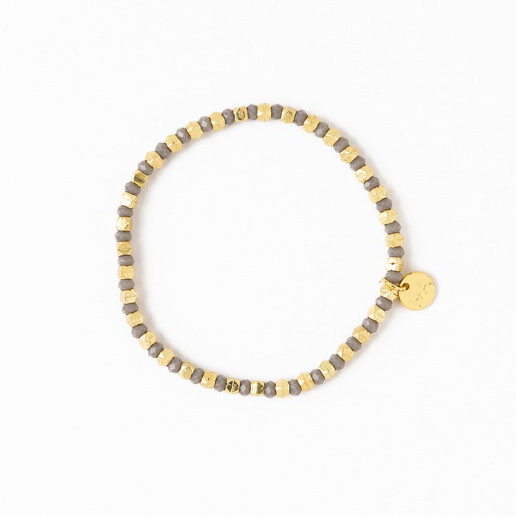 Louise Crystal Gold Stretch Ball Bracelet