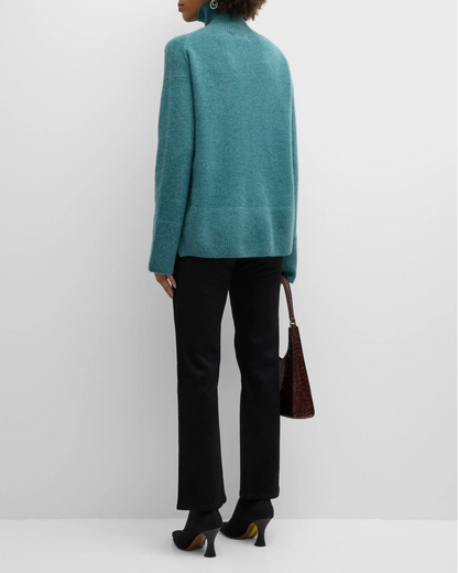 Cashmere Side-Button Turtleneck