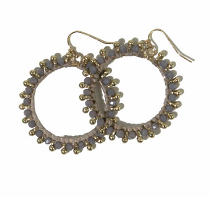 Glass Brass Hoop Dangle Earring