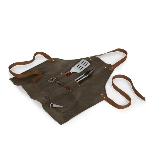 BBQ Apron with Tools & Bottle Opener - Khaki Green