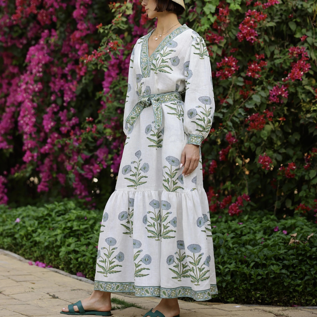 Capri Maxi Dress - Blue Flower