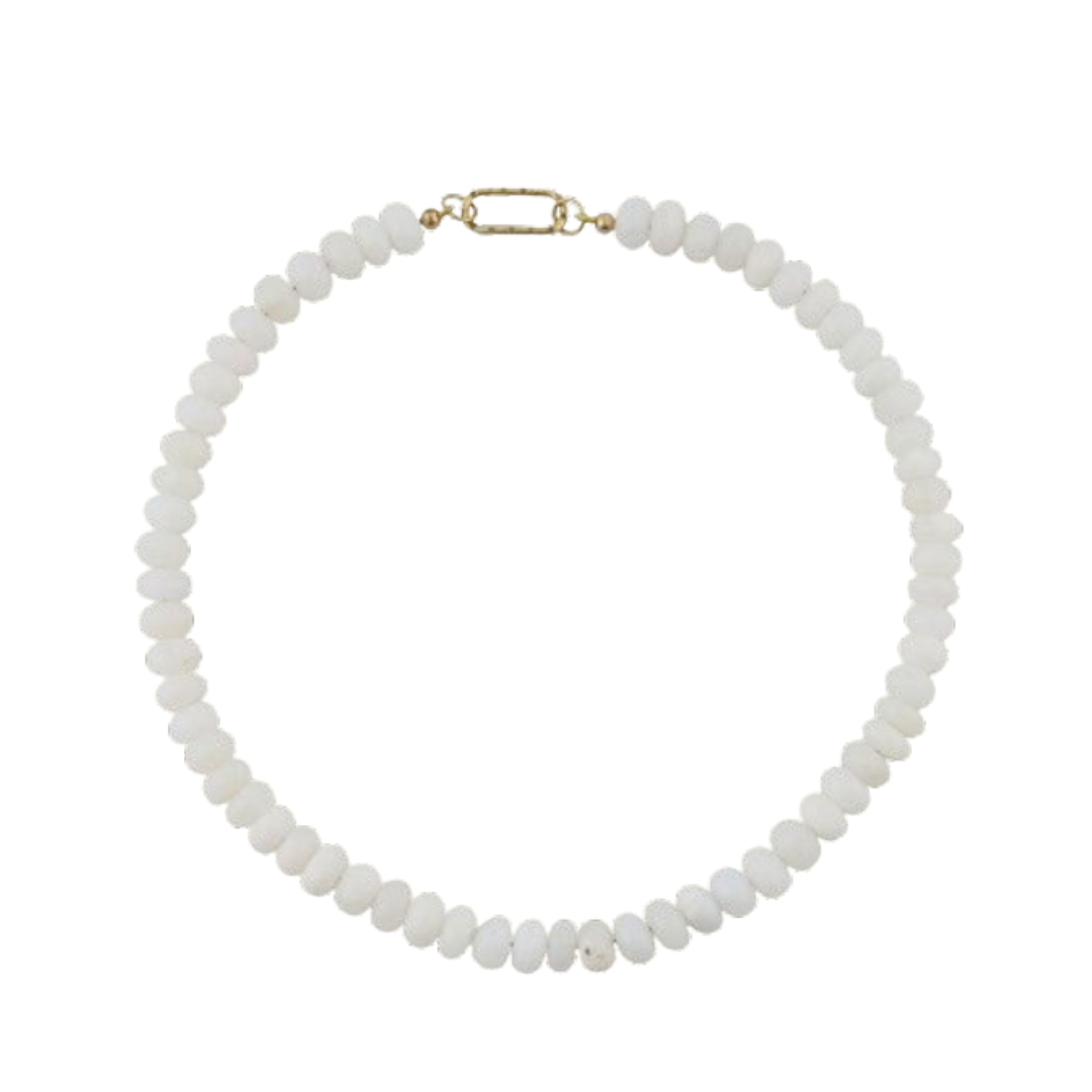 Opal Gemstone Necklace with Diamond Oval Clip