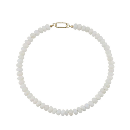 Opal Gemstone Necklace with Diamond Oval Clip