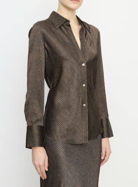 Brushed Houndstooth Bias Blouse