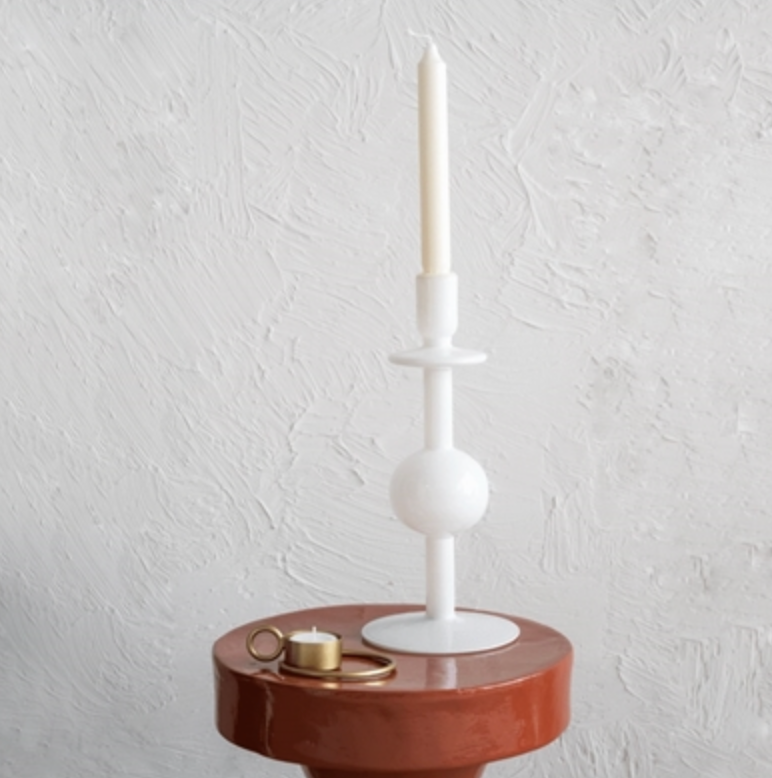 Single Bulb Recycled Glass Candle Holder - White