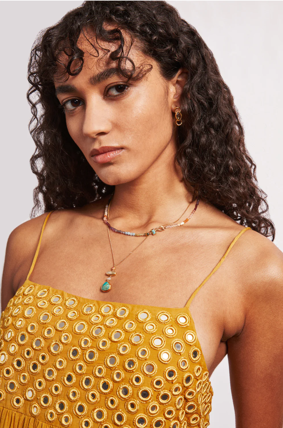 Bezel Wrapped Bead Necklace