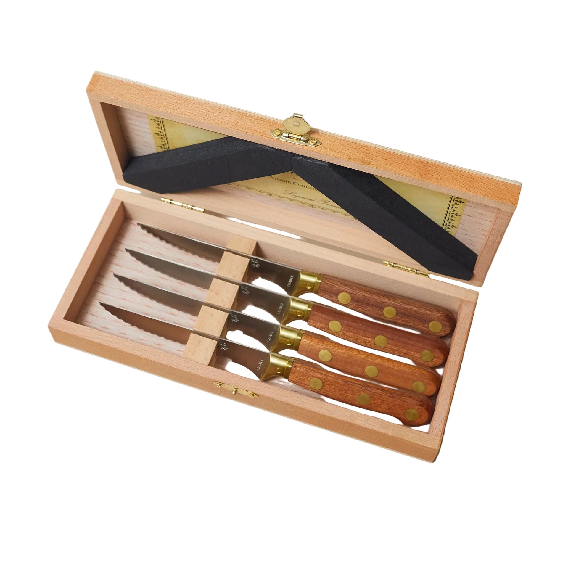 La Fourmi Laiton Steak Knives in Wooden Box