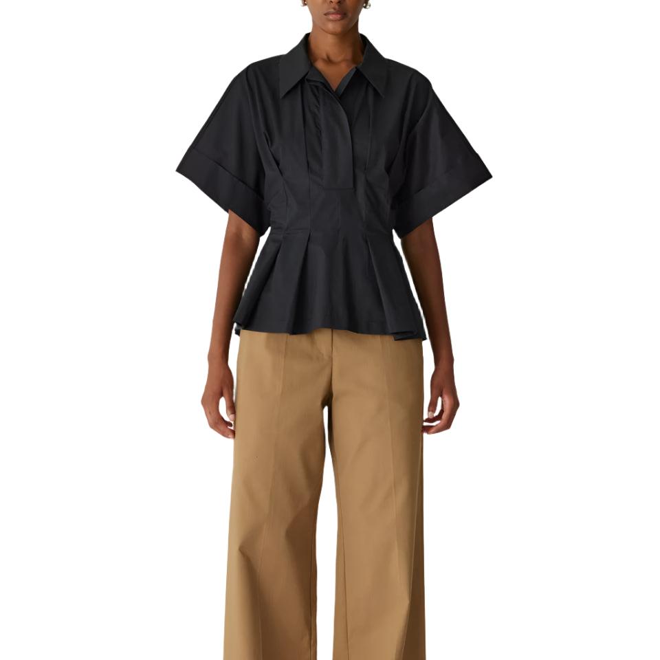 Silky Poplin Peplum Blouse