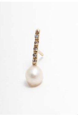 Diamond Rod Pearl Studs 