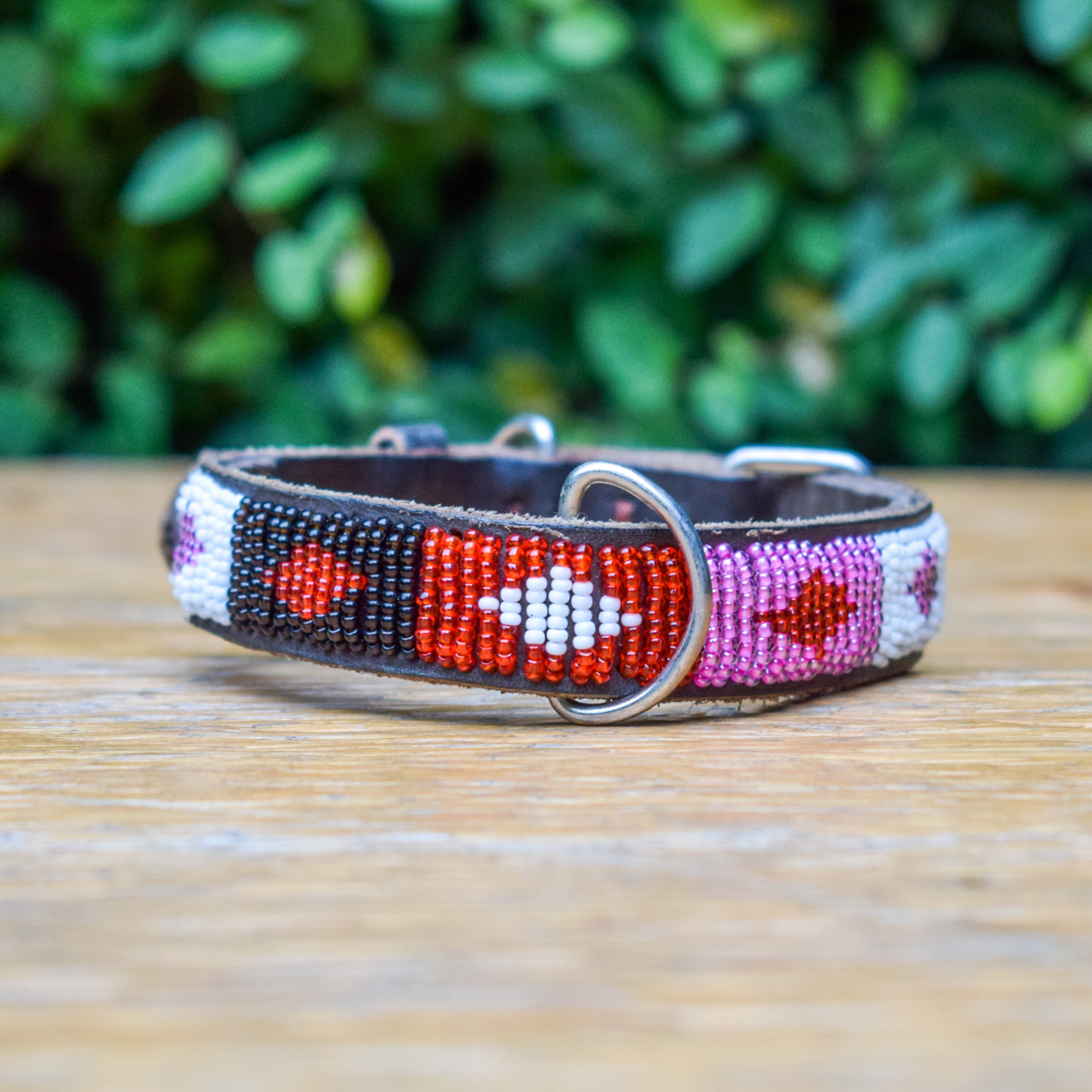 Beaded shops leather dog collar