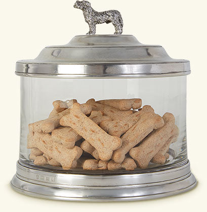 Glass Cookie Jar w/ Dog Finial