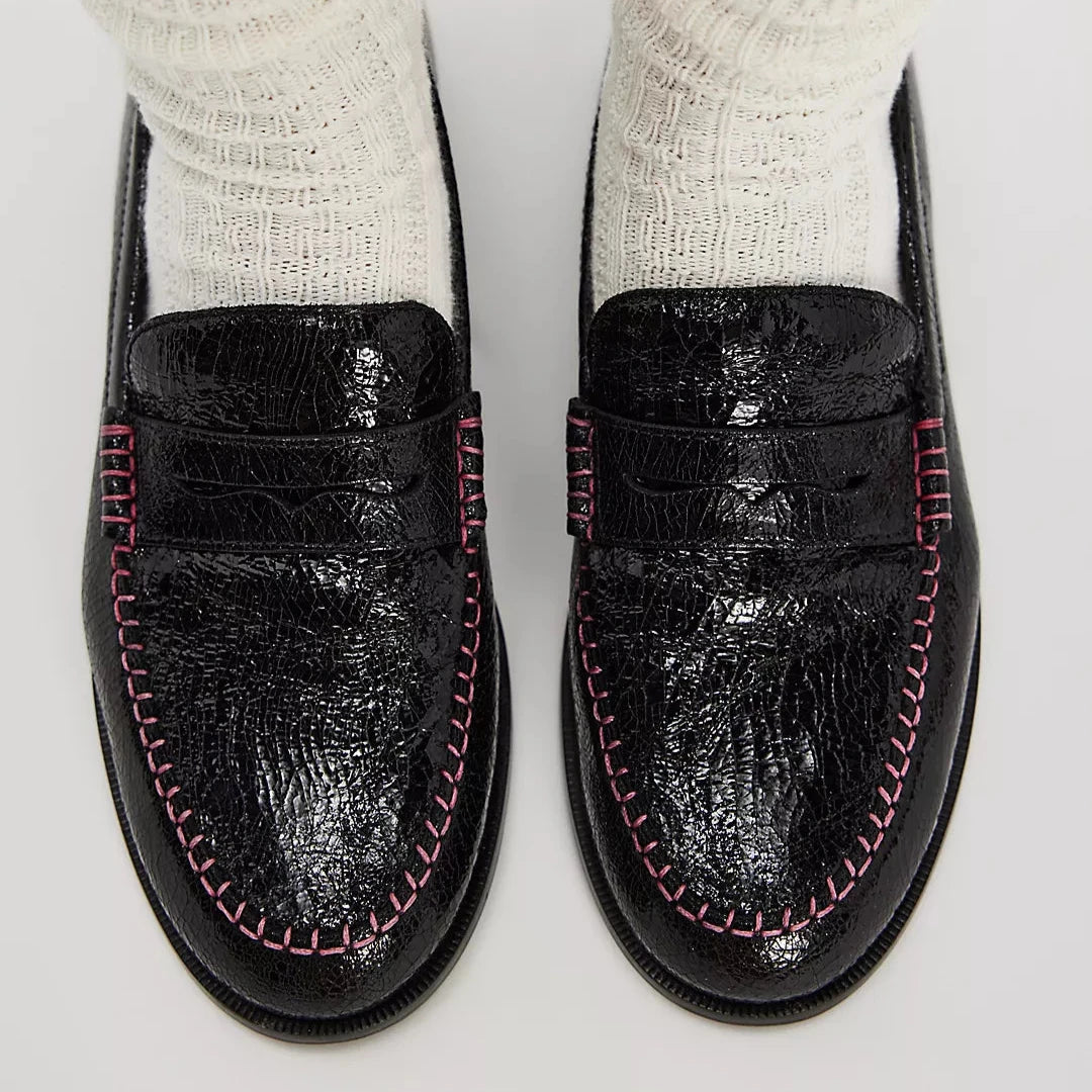 Blanket Stitch Loafer - Black