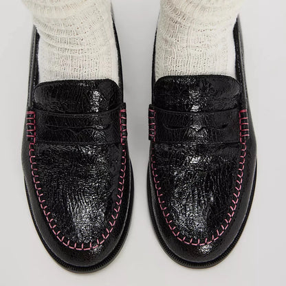 Blanket Stitch Loafer - Black