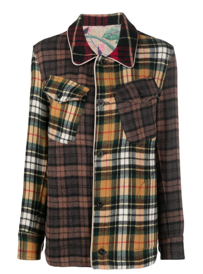 Check Print Wool Shirt Jacket