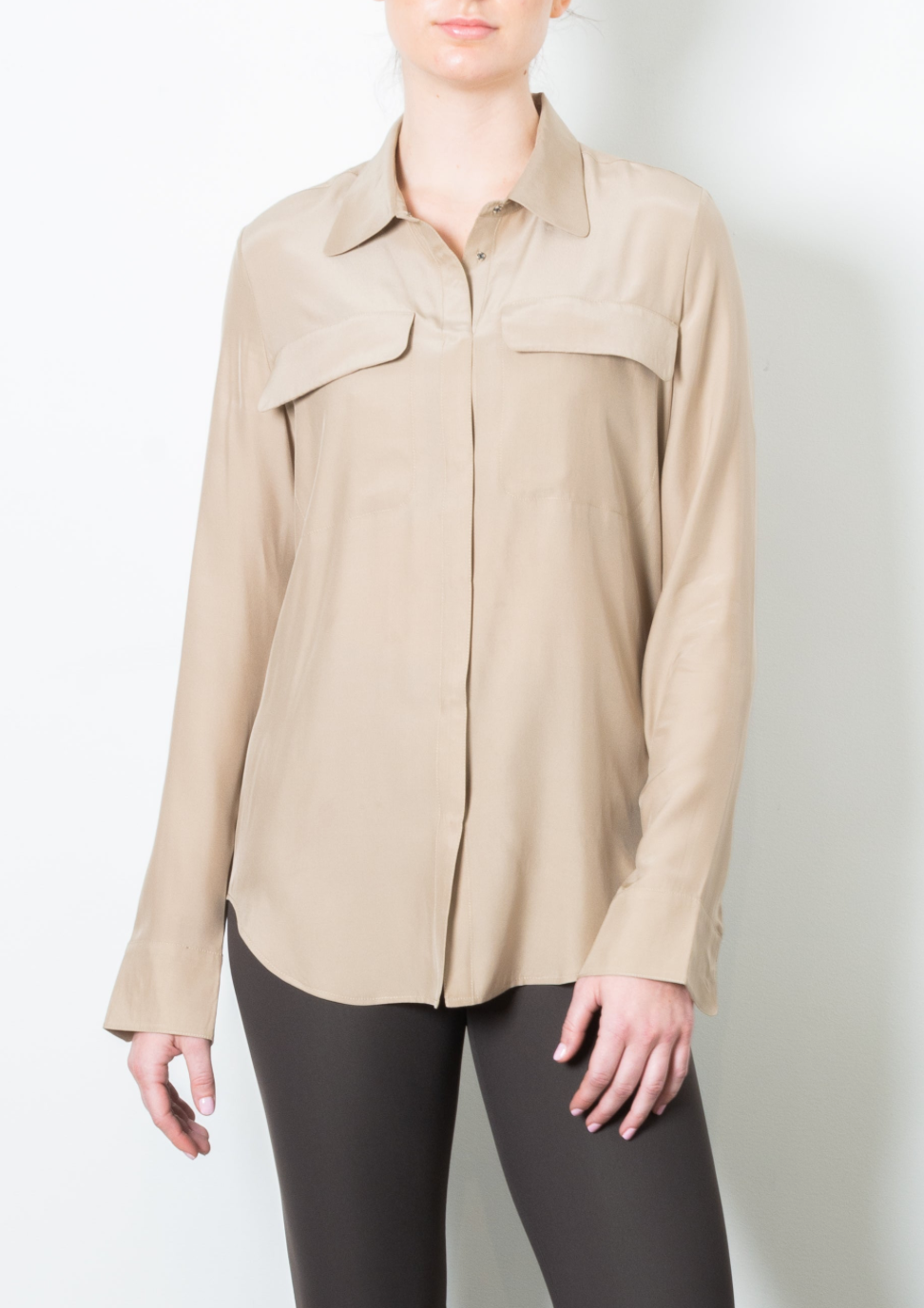 Terramor Silk Charmeuse Shirt with Flap Pocket