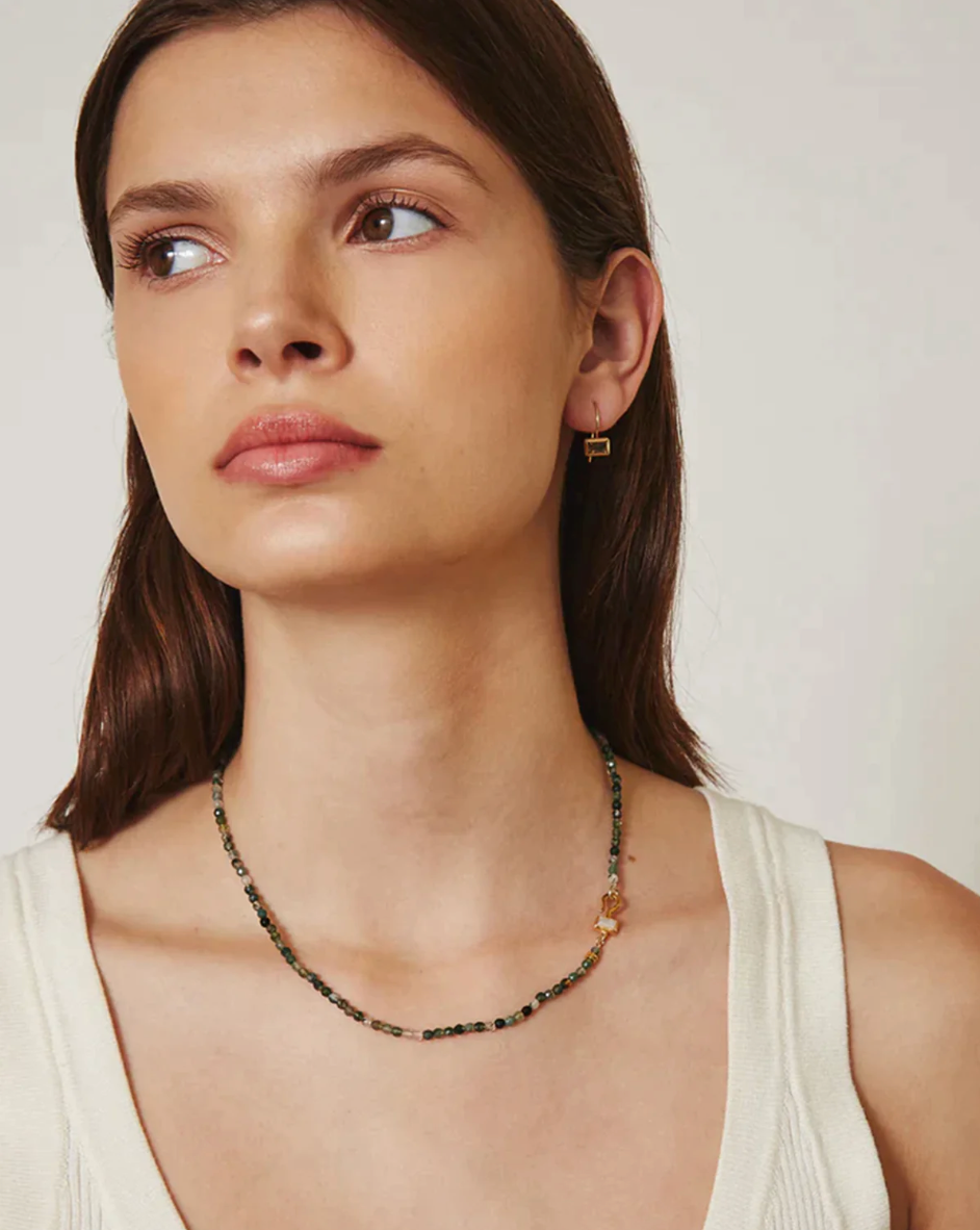 Bezel Wrapped Bead Necklace