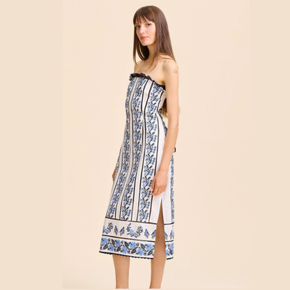 Liliana Dress - Santorini Embroidery