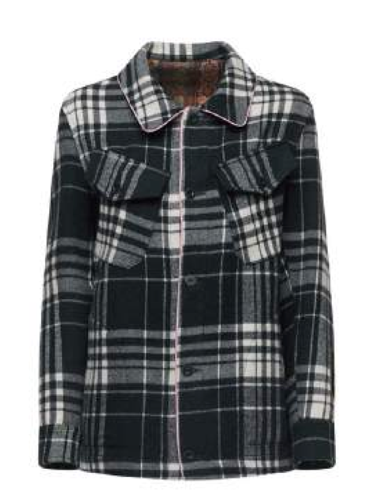 Check Print Wool Shirt Jacket