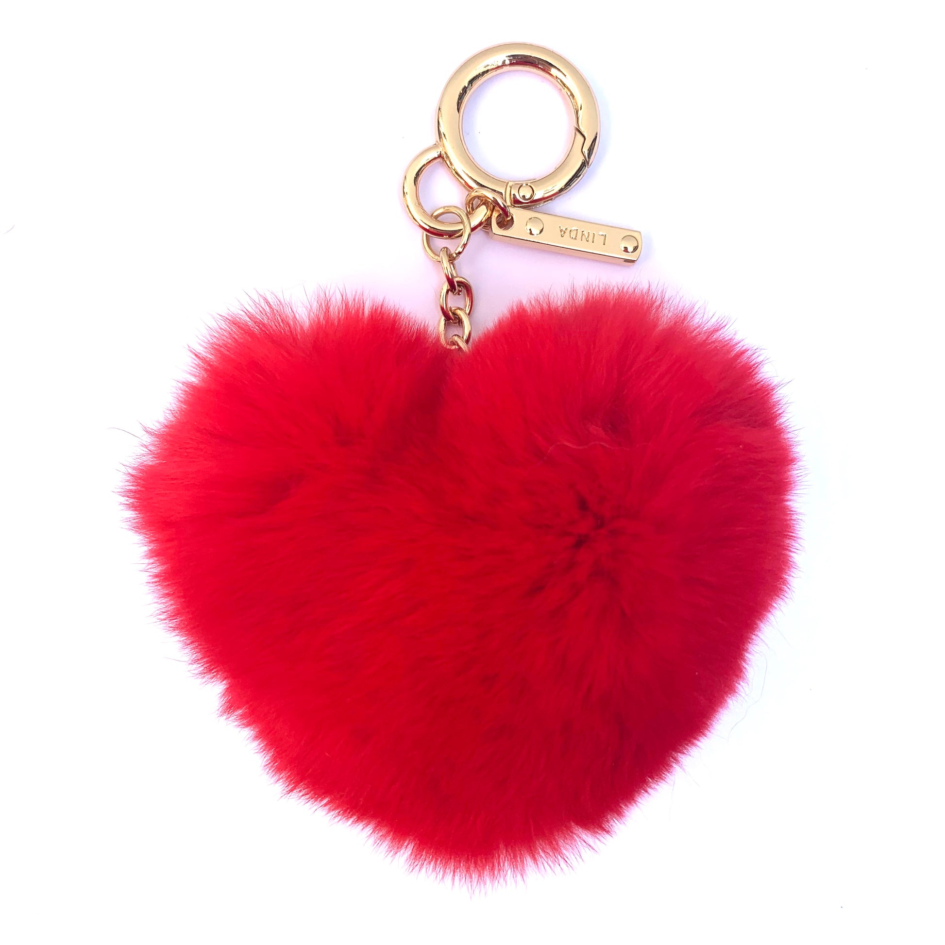 Rabbit Fur Heart Keychain