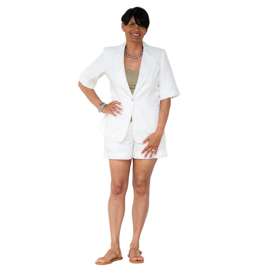 Aven Linen Shorts - White