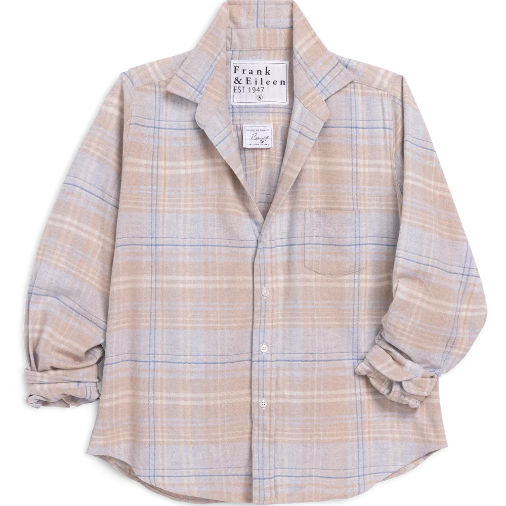 Eileen Relaxed Button-Up | Sand Blue Plaid