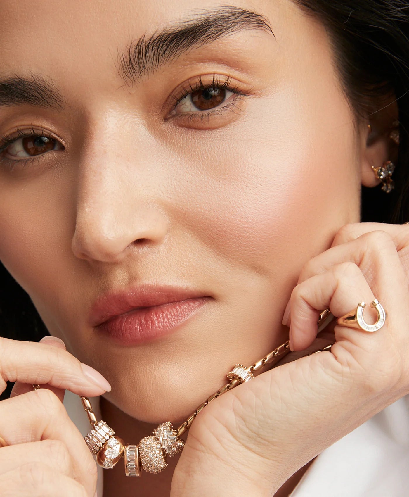 Gold Baguette Horseshoe Signet Ring - Size 7