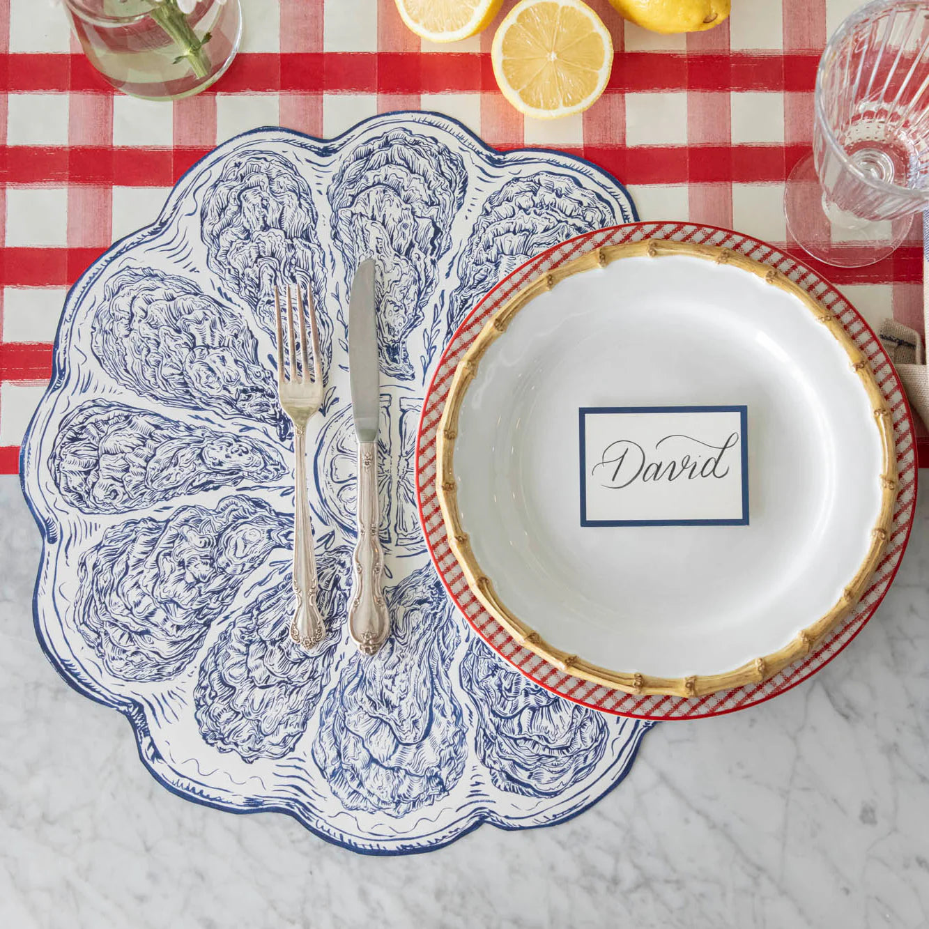 Die-cut Blue Oyster Plate Placemat - 12 Sheets