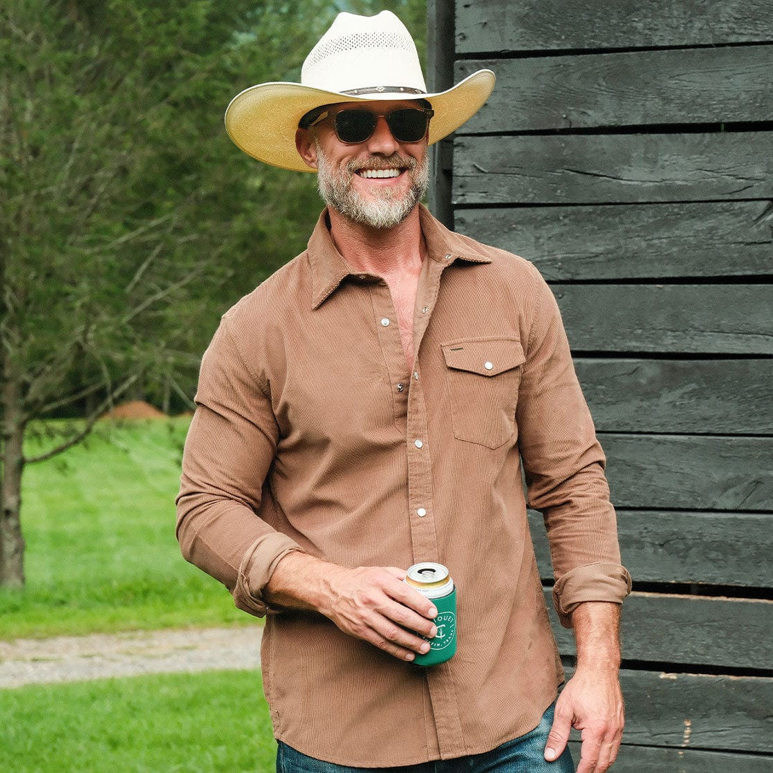 Corduroy Pearl Snap - Walnut