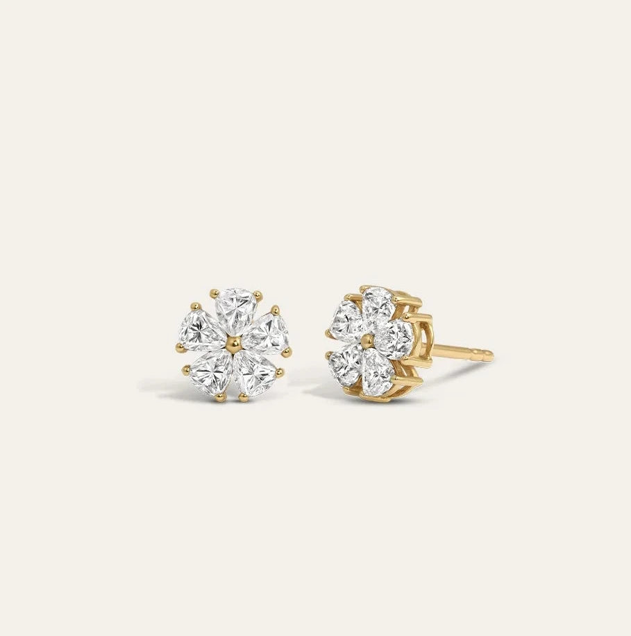 Diamond Flower Stud Earrings