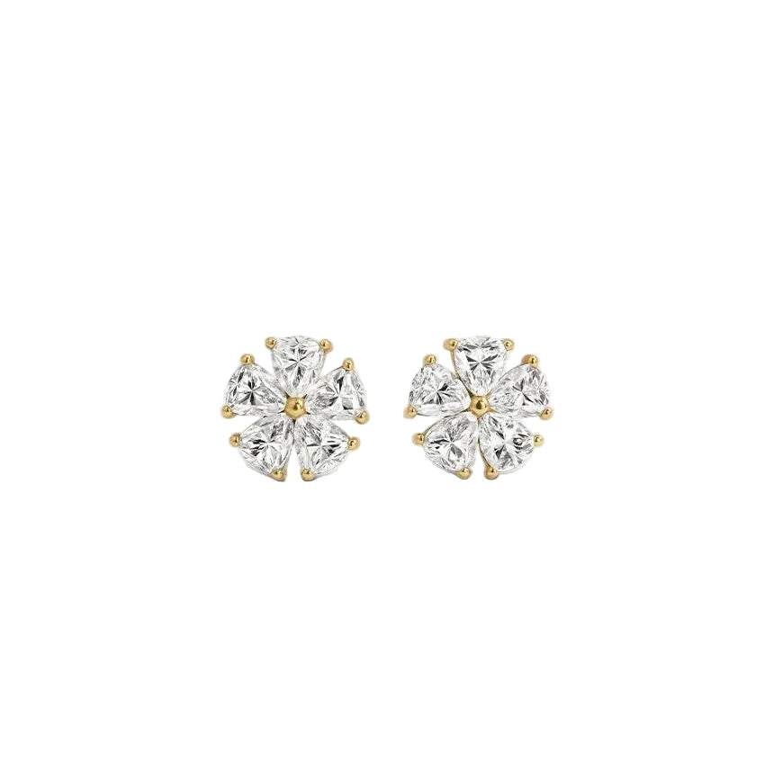 Diamond Flower Stud Earrings