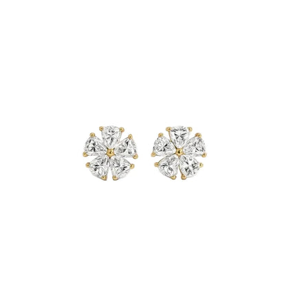 Diamond Flower Stud Earrings