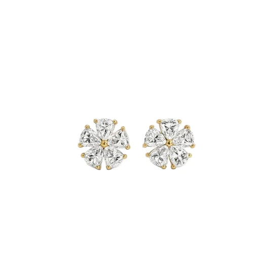 Diamond Flower Stud Earrings