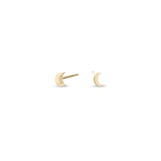 Puffy Moon Earrings - Super Tiny - 14k Yellow Gold