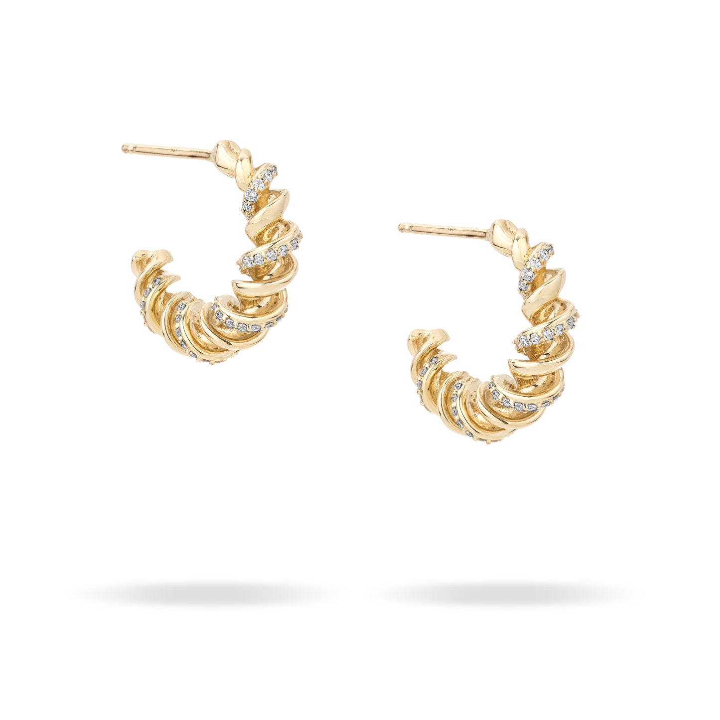 Pave Fusilli J Hoops - Large - Y14