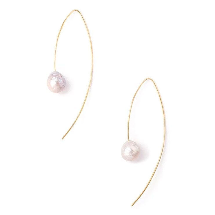 Floating Pearl Drop Earring - Gold