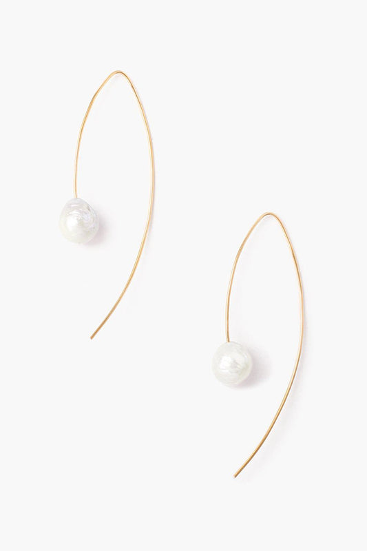 Floating Pearl Drop Earring - Gold