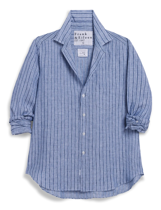 Eileen Relaxed Button-Up |  Blue Navy Stripe