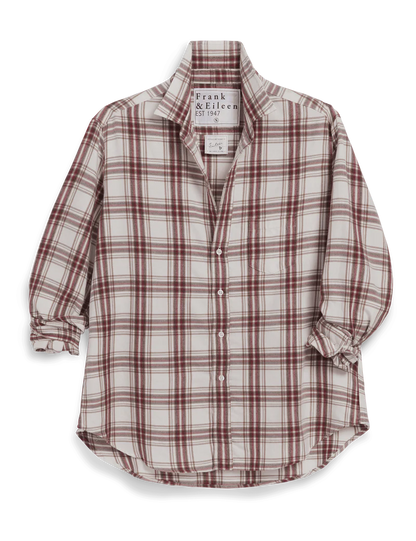 Eileen Relaxed Button-Up | Cream, Wine, Brown Plaid