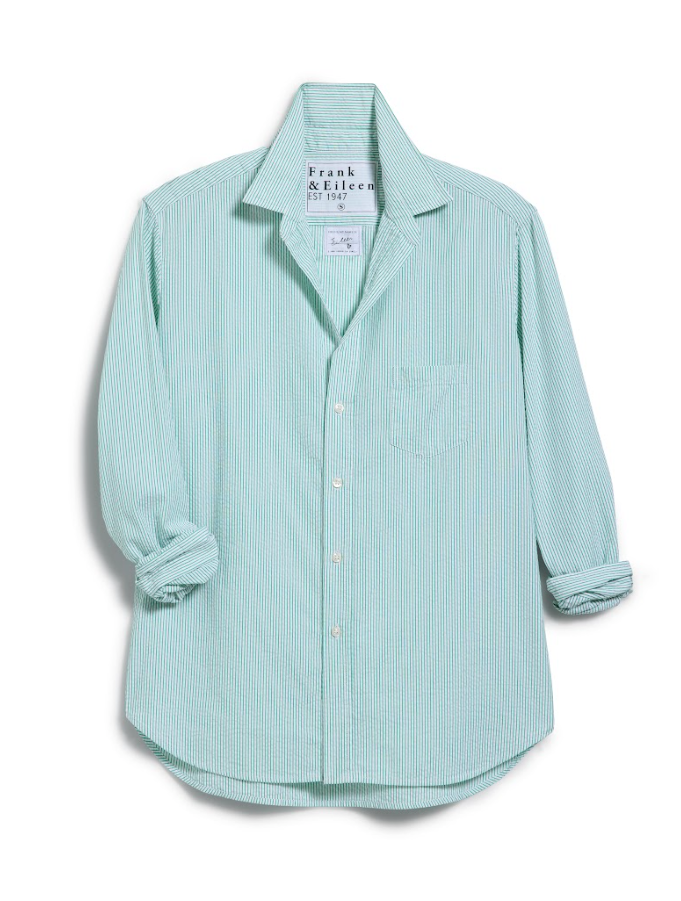 Eileen Relaxed Button Up | Green Stripe