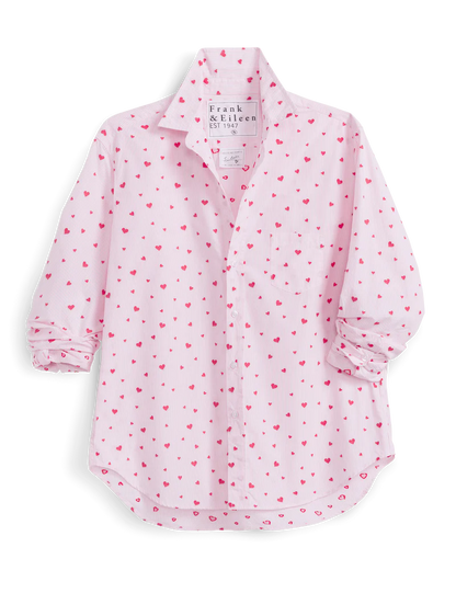  Eileen Relaxed Button-Up | Pink Stripe Hearts