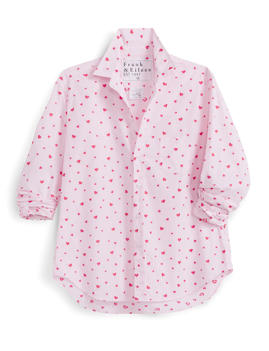  Eileen Relaxed Button-Up | Pink Stripe Hearts